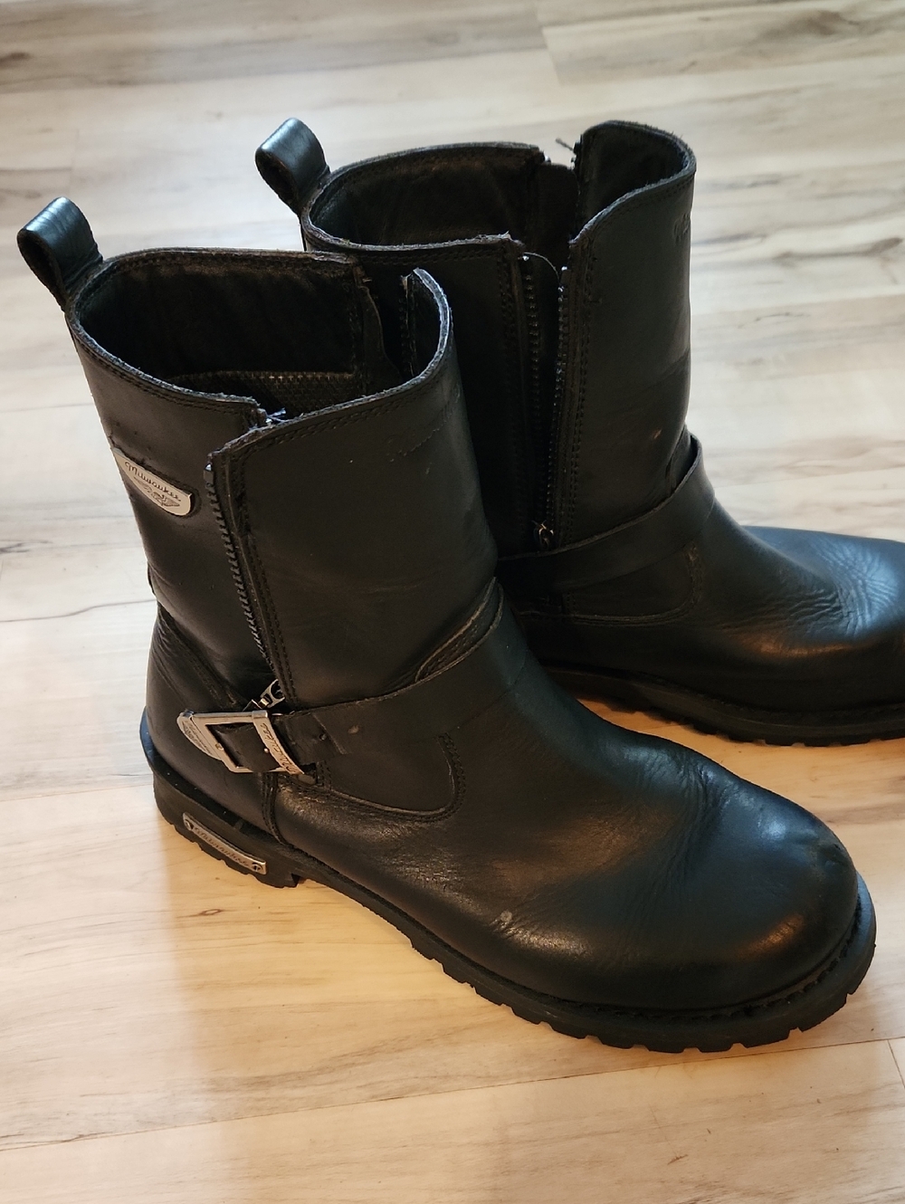 Milwaukee Afterburner Black Leather Biking Boots Size 14D